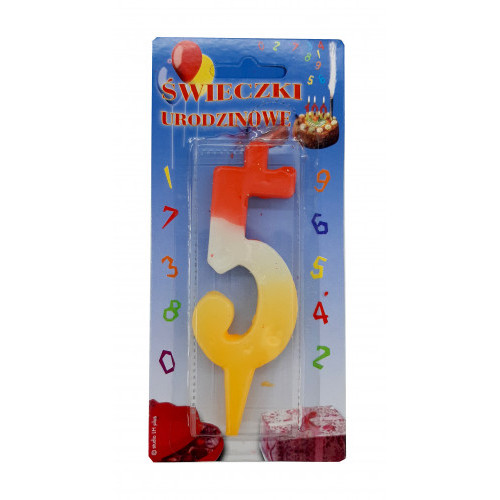 Lumânare cifra 5 Tricolor